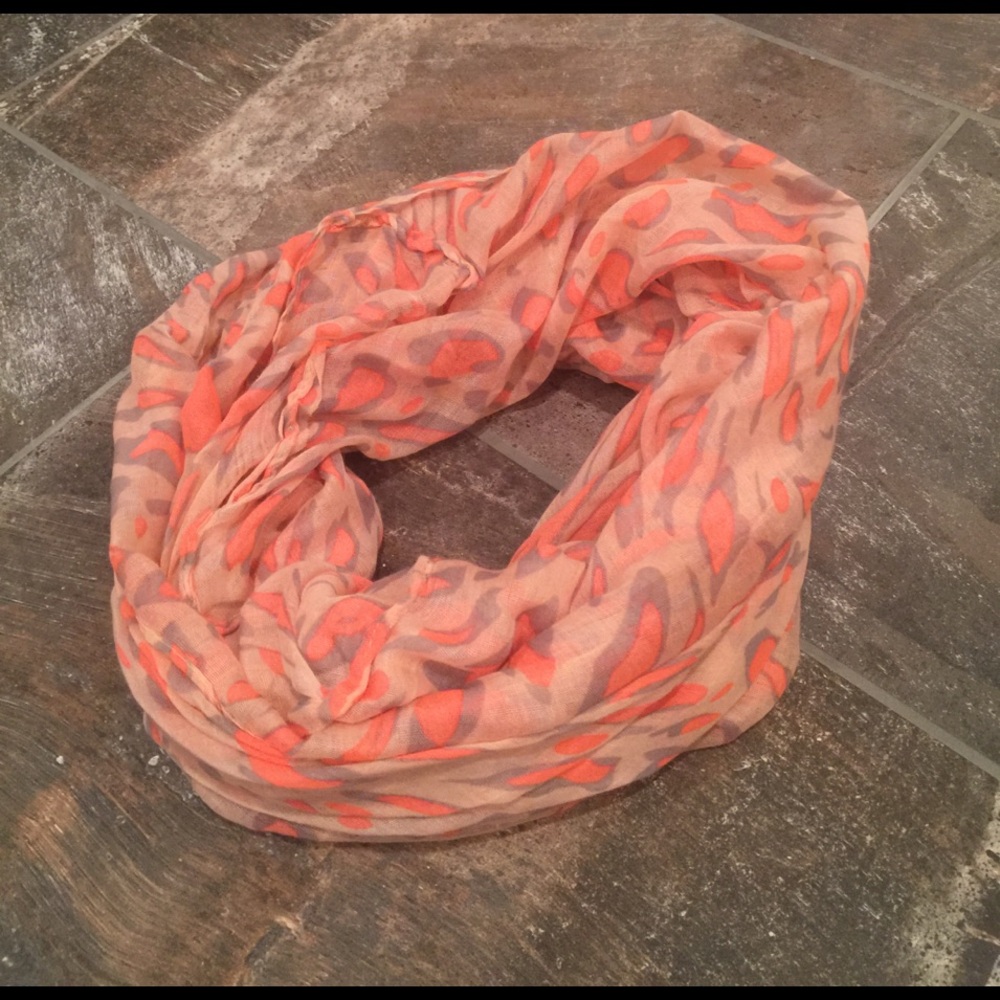 Neon Orange Cheetah Print Infinity Scarf‎